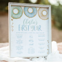 Dout Boys 1st Birthday Milestone Poster Sign Blue