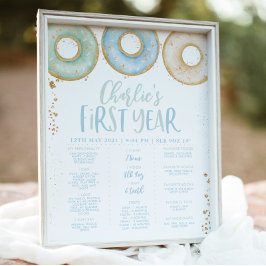 Dout Boys 1st Birthday Milestone Poster Sign Blue ポスター