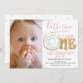 Doutanut One Sweet 1st Birthdayパーティー写真 招待状 (正面/裏面)