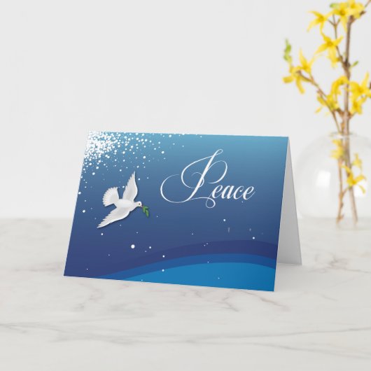 DoveとのエレガントBlue Christmasでのビジネスの平和 カード (黄色い花)