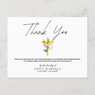 Doveとクロス葬儀シンプルのスクリプ感謝していトカード ポストカード
