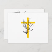 Doveとクロス葬儀シンプルのスクリプ感謝していトカード ポストカード (正面/裏面)