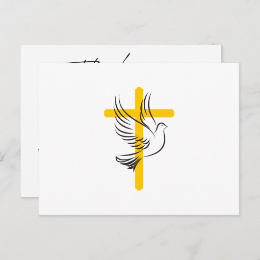 Doveとクロス葬儀シンプルのスクリプ感謝していトカード ポストカード (正面/裏面)