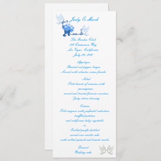 Doveのカスタムメニューカード メニュー (正面/裏面)