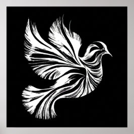 Doveアウトライン白黒ポスター ポスター