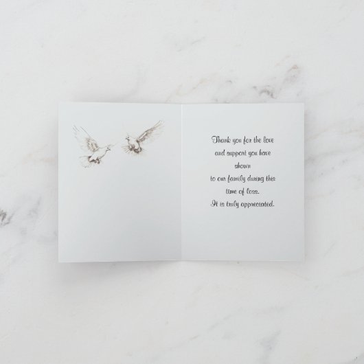 Doveクロス悔やみや弔慰ありがとう折り畳みノートカード ノートカード (内部)