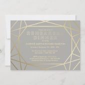Doveグレー&金ゴールド洗練されたリハーサルディナー 招待状 (正面)