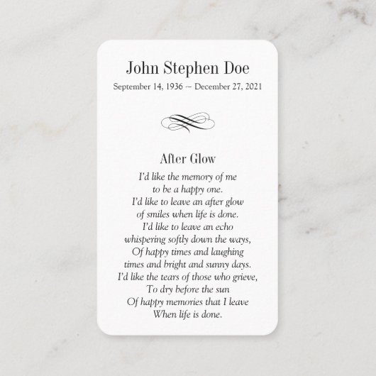 Dove祈りの言葉カード – グロー後 名刺 (裏面)