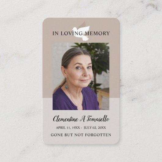 Dove葬儀記念祈りの言葉フォトカード 名刺 (正面)