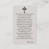 Dove葬儀記念祈りの言葉フォトカード 名刺 (裏面)