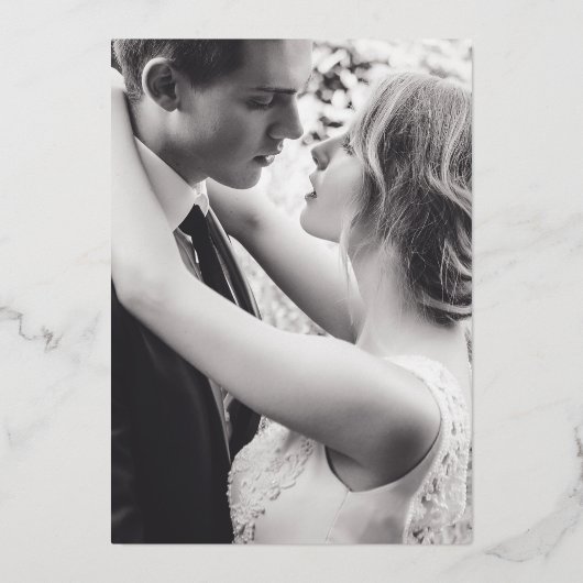 Dove金ゴールドグシンプルレイ結婚と写真 箔招待状 (裏面)