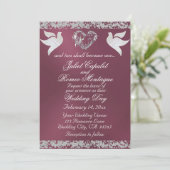 Dove、シルバーハート&グリッター、QRコード – ラベンダー 招待状 (スタンド正面)