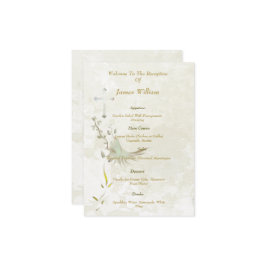 Dove and golden leaves menu card  メニュー