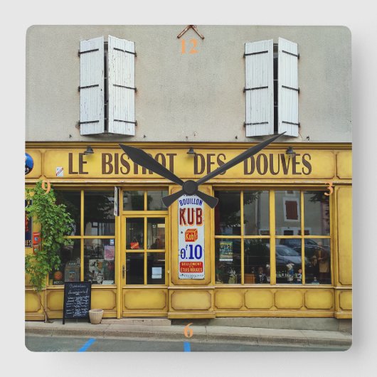 Dove Bistro、Spanuile Sur Charente。 スクエア壁時計 (正面)