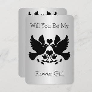 Dove Black And Silver Flower Girl Request 招待状