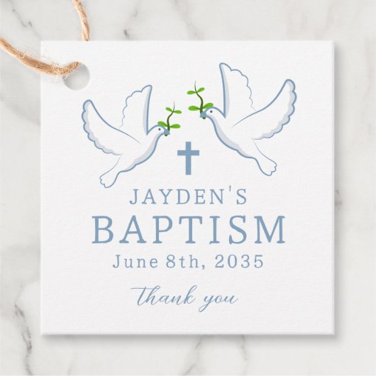 Dove Blue Boyバプテスマありがとう フェイバータグ (正面)