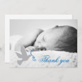 Dove blue boysバプテスマ写真サンキューカード サンキューカード (正面/裏面)
