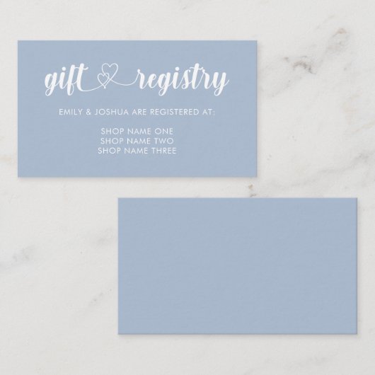 Dove Blue Interlockedハートギフトレジス結婚ト エンクロージャーカード (正面/裏面)