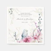 Dove Christian Bibleのピンク色のグレー結婚フローラ スタンダードカクテルナプキン (正面)