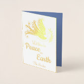 Dove Christmas Card - 地球に平和 - ゴールドの写真 箔カード (正面)