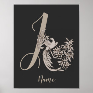 Dove Elegant モノグラムイニシャルJ オリジナル ポスター