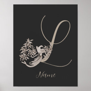 Dove Elegant モノグラムイニシャルL オーダーメイド ポスター