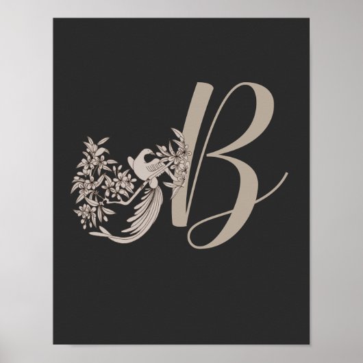 Dove Elegant Monogram Initial B ポスター (正面)