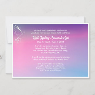 Dove Europeanスタイル死亡アナウンスメントカード 案内状