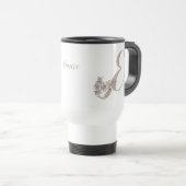 Dove MonogramエレガントイニシャルE名 トラベルマグ (正面右)