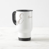Dove MonogramエレガントイニシャルE名 トラベルマグ (正面左)