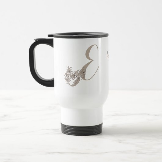Dove MonogramエレガントイニシャルE名 トラベルマグ (左)
