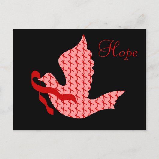 Dove of Hope Red Ribbon - AIDS & HIV ポストカード (正面)