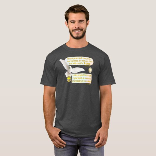 Dove of Peace (くもの巣URL付き) Tシャツ (正面フル)