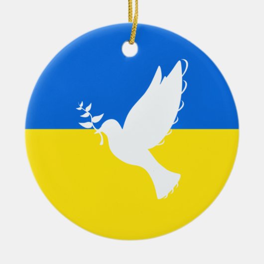 Dove of Peace Freedom Ukraine Flag セラミックオーナメント (正面)