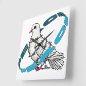 Dove of peace in Barbed Wire Enbrace スクエア壁時計 (傾斜)