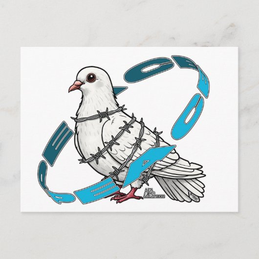 Dove of peace in Barbed Wire Enbrace ポストカード (正面)