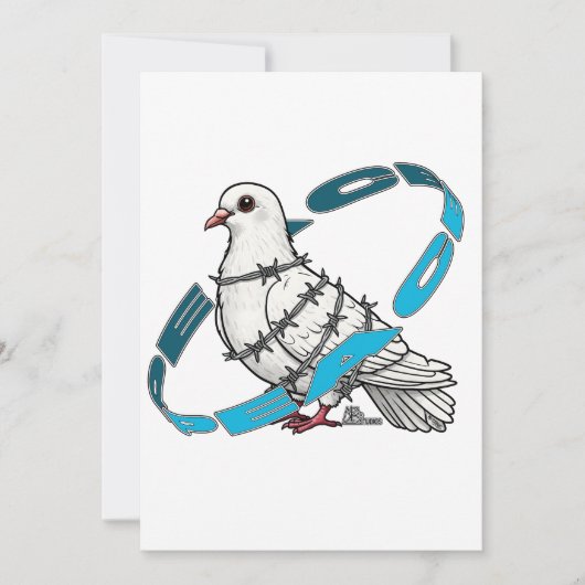 Dove of peace in Barbed Wire Enbrace 招待状 (正面)