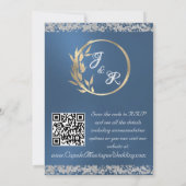 Dove, Silver Heart & Glitter, QR Code - Blue 招待状 (裏面)