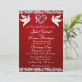 Dove, Silver Heart & Glitter, QR Code - Crimson 招待状 (スタンド正面)