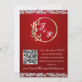 Dove, Silver Heart & Glitter, QR Code - Crimson 招待状 (裏面)