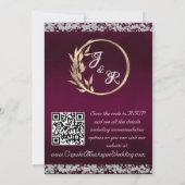 Dove, Silver Heart & Glitter, QR Code - Purple 招待状 (裏面)
