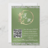 Dove, Silver Heart & Glitter, QR Code - Sage 招待状 (裏面)