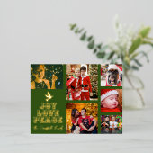 Dove tree joy love peaceの6つの写真グリーン金ゴールド 箔シーズンポストカード (立ち正面)