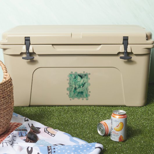 Dove With Celtic Peace Text In Aqua Tones シール (クーラー)