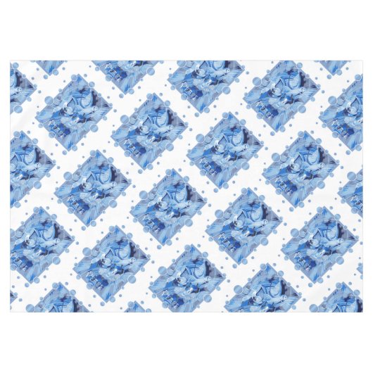 Dove With Celtic Peace Text In Blue Tones テーブルクロス (正面(横))