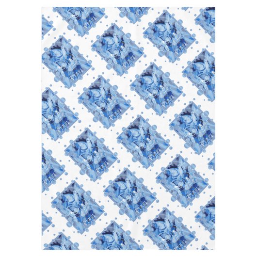 Dove With Celtic Peace Text In Blue Tones テーブルクロス (正面)