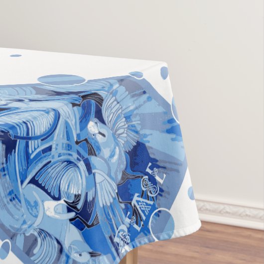 Dove With Celtic Peace Text In Blue Tones テーブルクロス (インサイチュ)