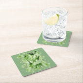 Dove With Celtic Peace Text In Green Tones スクエアペーパーコースター (インサイチュ)