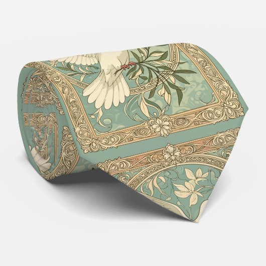 Dove With Olive Branch Christmas Design ネクタイ (ロール)