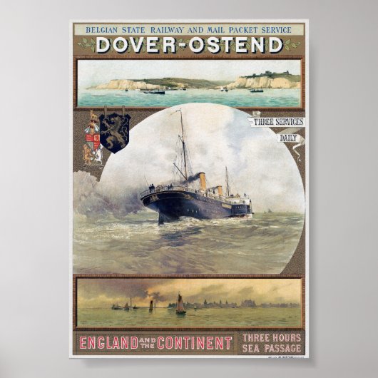 Dover-Ostend Vintage Poster 1910s ポスター (正面)